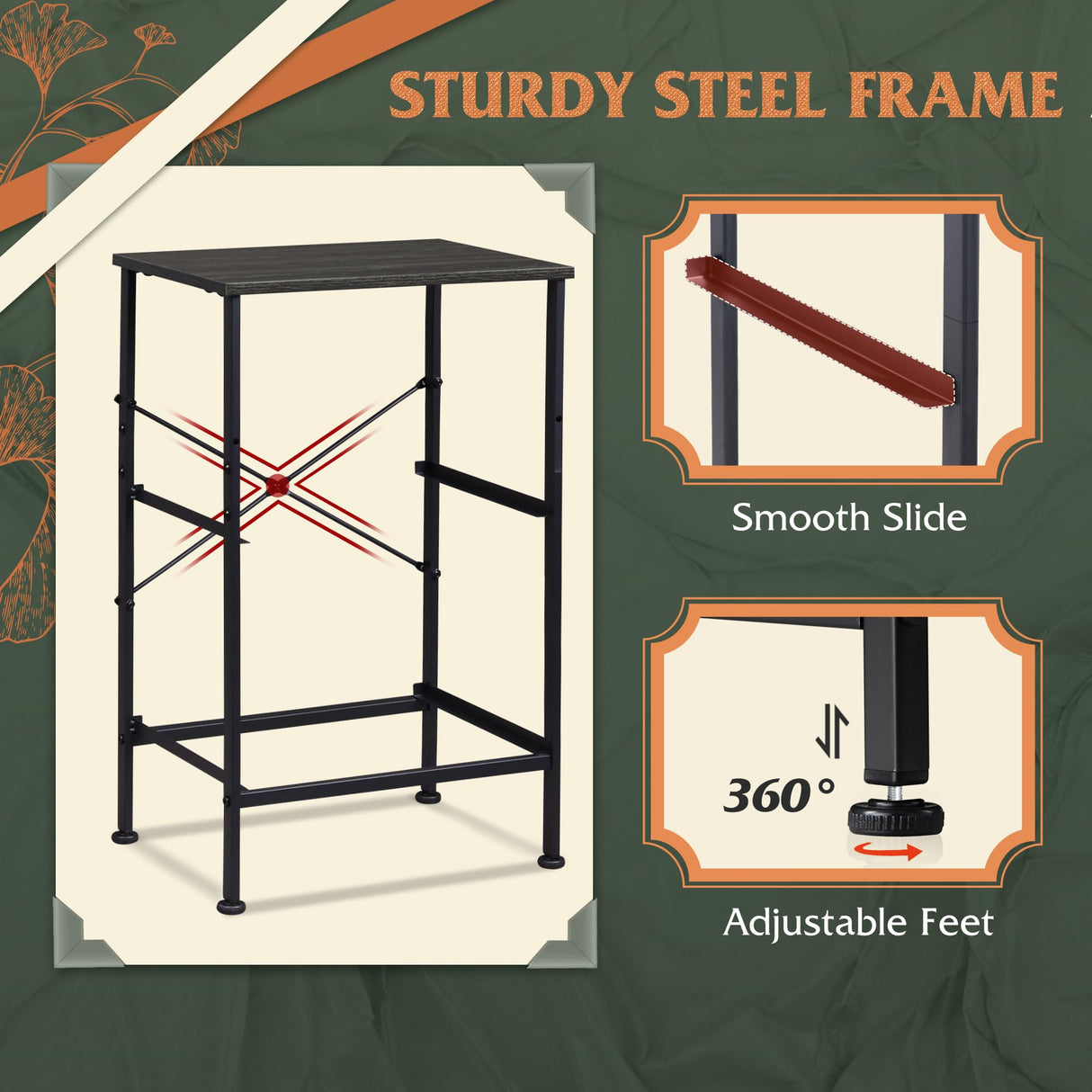 WLIVE Black Night Stand, Nightstand with 2 Drawers, Small Dresser for Bedroom, Bedside Table Furniture, College Dorm, End Table with Fabric Bins, Size L 24.9" H WLIVE