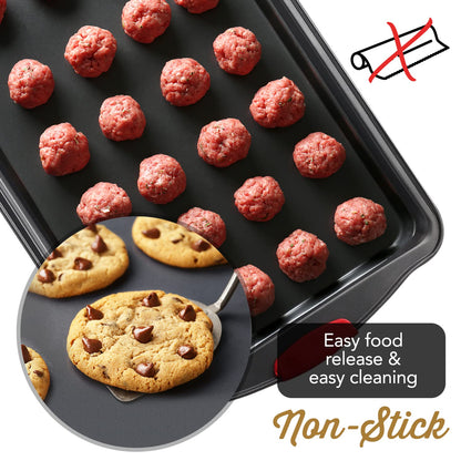 Baking Pan Set, 39 Piece Premium Baking Set, Nonstick Bakeware Sets BPA Free, Cookie Sheets for Baking Nonstick Set, Steel Baking Sheets for Oven with Muffin Pan, Cake Pan & Kitchen Utensils - Black