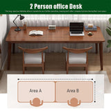 SUZEPER Mid-century Wood Long Desk Table,extra Large Two Person Office Desk,home Office Computer Desk,solid Wood Writing Desk Study Table,double Workstation Desk(140x50x75cm(55x20x30inch), Walnut) SUZEPER