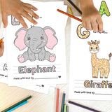 Baby's First ABC Book Baby Shower Activity Keepsake Game, Safari Jungle ABC Coloring Baby Shower Guest Book, Baby's First Alphabet Coloring Book, Alphabet A to Z Coloring Pages hongpar