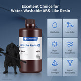 ANYCUBIC Water Washable ABS-Like 3D Printer Resin, High Toughness and Durability, High Precision and Easy to Post-Process, Low Odor, Wide Compatibility (Black+Black, 2kg) ANYCUBIC