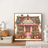 5D Diamond Painting Kits for Adults, Book Store Diamond Art Painting Kits for Beginner, DIY Full Round Drill Diamond Dots Gem Craft for Adults for Home Wall Decor13.8x13.8 inch GEMFAMILY