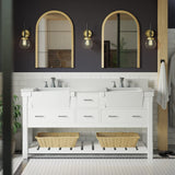 Charlotte 72-inch Double Farmhouse Bathroom Vanity: Includes White Cabinet with Quartz Countertop and White Ceramic Apron Sinks Kitchen Bath Collection