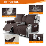 VANSOFY Loveseat Recliner Cover with Console 100% Waterproof Sofa Slipcovers Non-Slip Reclining Couch Covers Split Sofa Cover Furniture Protector for Pets, Dogs(Chocolate) VANSOFY