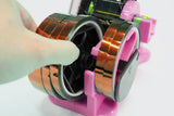 Pink Heat Tape Dispenser Sublimation - Multiple Roll Cut Heat Tape Dispenser 1" & 3" Core Double Reel Cores Sublimation for Heat Transfer Tape, Semi-Automatic Tape Dispenser with Compartment Slots Enskatec