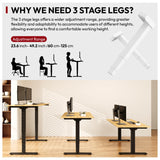 48 Inch Bamboo Electric Standing Desk, 3 Stage Dual Motor Height Adjustable Desk, Stable and Durable Sit to Stand Home Office Desk (Black Frame/ 48” x 24” Natural Bamboo Top) SANODESK