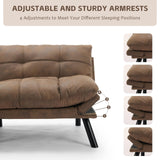 SoarFlash 67 Inch Futon Double Sofa Bed, 2 in 1 Velvet Loveseat with Adjustable Backrest Memory Foam Sofa for Living Room Bedroom Office Apartment Compact Couch(Brown) SoarFlash