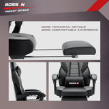 BOSSIN Gaming Chair with Massage, Ergonomic Heavy Duty Design with Footrest and Lumbar Support, Large Size Cushion High Back Office Chair, Big and Tall Gaming Computer Chair for Kids BOSSIN