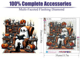 LWZAYS Diamond Painting Kit for Adults, Halloween Diamond Art Kits for Adults Beginners, Full Round Drill Ghost Art and Crafts Kits for Home Wall Decor Gifts (35x35cm) LWZAYS