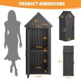 LHBcraft Shed Outdoor Storage Shed with Sloping Roof and Lockable Door, Resin Outdoor Storage Box Cabinet Waterproof and Multiple Hooks for Backyard, Patio, Poolside, Black LHBcraft