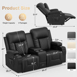 DG PEAFOWL Loveseat Recliner Sofa, Home Theater Seating with Center Console, Reclining Loveseat RV Couch with USB Ports & Phone Holders, Wall Hugger RV Sofa Furniture with Storage & Pocket DG PEAFOWL