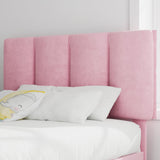 VECELO Twin Bed Frame with Upholstered Headboard, Heavy-Duty Platform Bedframe with Strong Wooden Slats Support, No Boxing Spring Needed, Pink VECELO