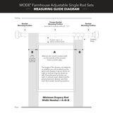 MODE Farmhouse Collection 1 1/8" Diameter Curtain Rod Set with Porch Doorknob Curtain Rod Finials and Steel Wall Mounted Adjustable Curtain Rod, Fits 36” to 72” Windows, Weathered Oak MODE
