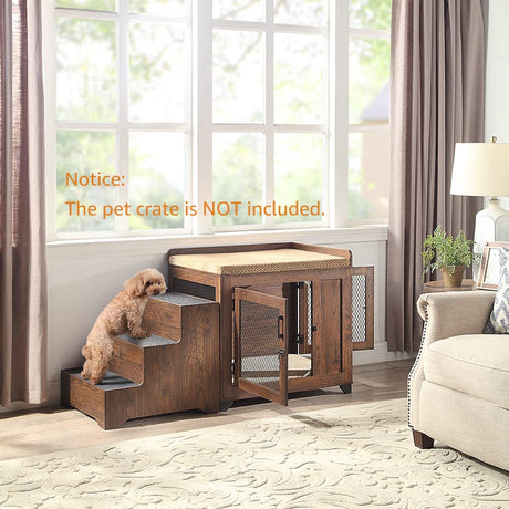 beeNbkks Furniture Style Dog Stairs, Pet Steps for Small Dogs and Cats, Wooden Non-Slip Pet Ladder for Old Injured Pets to Reach Couch Sofa High Bed beeNbkks