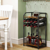 Bosimeca 3-Tier Industrial Wine Bar Table with 8-Bottle Rack and Liquor Storage Bosimeca