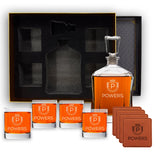 Engraved Liquor Whiskey Decanter Set with Scotch Glasses for Men - 9 Design Options - Personalized Gift Set for Him, Dad - Premium Set Includes Whiskey Stones - Christmas, Valentines - by Froolu Froolu
