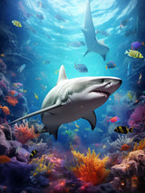 SKRYUIE 5D Diamond Painting Kits Shark - DIY Diamond Art Kits for Adults Marine Animals, Full Round Drill - Crystal Cross Stitch - Adults Craft for Wall & Office Decor - 12x16 inch SKRYUIE