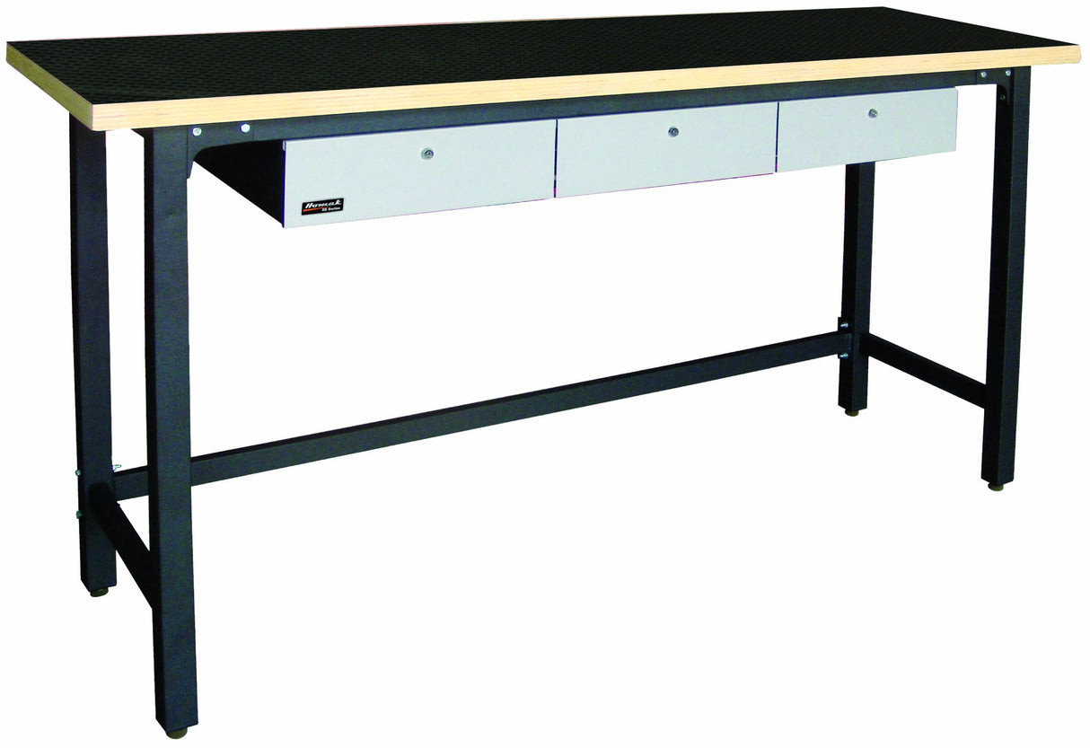 Homak 79-Inch Workbench With 3 Drawers and Wood Top, Steel, GS00579030 HMC Holdings LLC - Homak