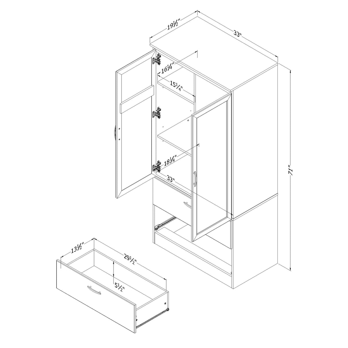 South Shore Acapella Wardrobe Armoire, Natural Walnut South Shore