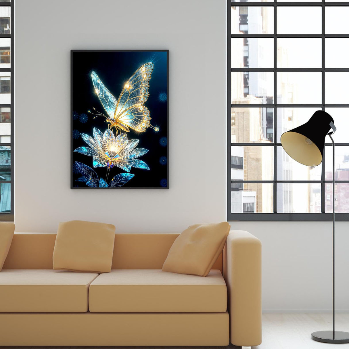 Diamond Art Kits for Adults, 5D Light and Butterfly DIY Diamond Painting Crafts for Home Wall Decor, Ideal Gifts for Art Lovers 12×16inch ILYUFO