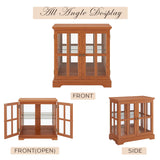 Eyisean 32"H Small Curio Cabinet with 7 Color Lights for Collectibles, Smartphone-Controlled, LED Glass Display Cabinet with Tempered Glass Doors and Adjustable Shelves, China Cabinet for Living Room Eyisean