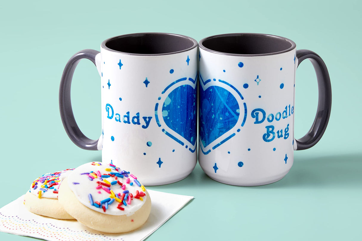 Cricut Beveled Blank Mug, Ceramic-Coated, Dishwasher & Microwave Safe Mug to Decorate,Infusible Ink Compatible,15 Oz Sublimation Mug White/Gray Cricut