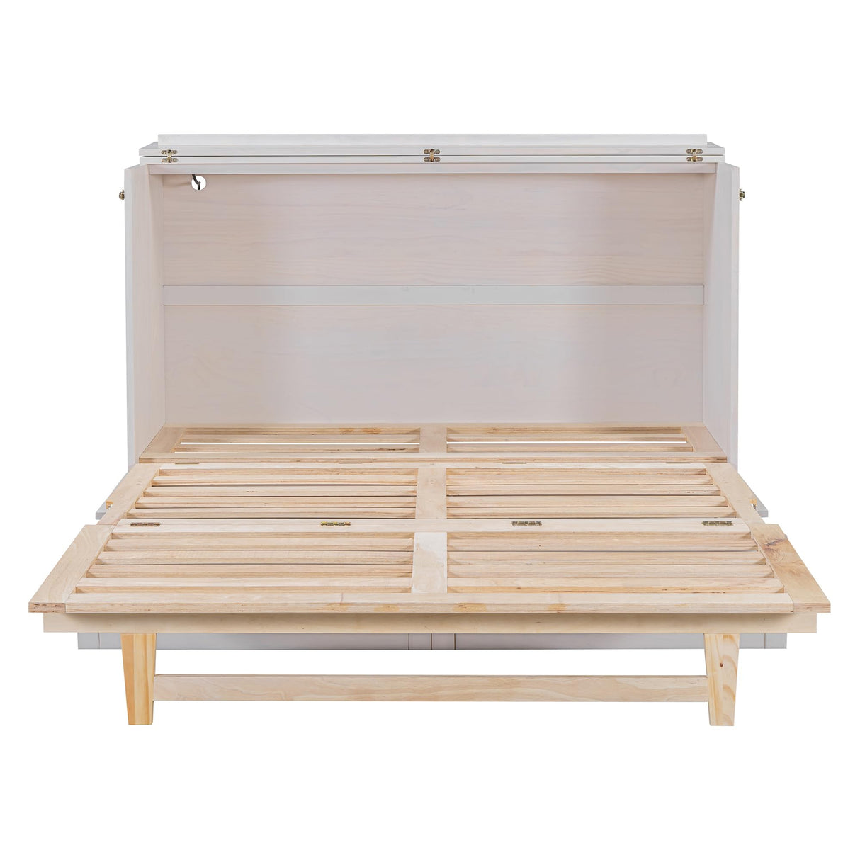 Harper & Bright Designs Queen Size Murphy Bed Cabinet with Large Drawer and USB Ports, Wooden Platform Bedframe, Can Be Convert into Storage Wall Chest, for Bedroom Small Space Office, White Harper & Bright Designs