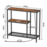 Snughome Console Table with Power Outlets, Entryway Table with Storage, Narrow Sofa Table with 3 Tier Shelves, Couch Table with USB Ports, Hallway Table for Living Room, Entrance Snughome
