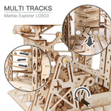 ROKR 3D Wooden Puzzles Marble Run Set - Mechanical Model Kit for Adults DIY Roller Coaster Toys Gifts for Boys/Girls (Marble Channel) ROKR