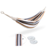 ROOITY Double Hammock Brazilian Hammocks with Portable Carrying Bag,Soft Woven Fabric, Up to 450 Lbs Hanging for Patio,Trees,Garden,Backyard,Porch,Outdoor and Indoor XXX-Large Brown&Grey Stripe ROOITY