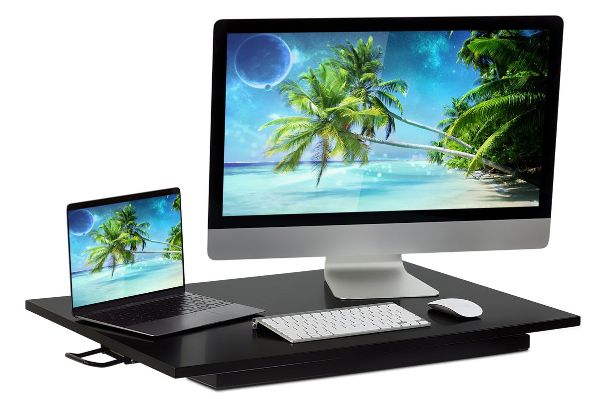 Mount-It! Standing Desk Converter, Height Adjustable Sit Stand Desk, 32x22 Inch Preassembled Stand Up Desk Converter, Ultra Low Profile Design, Black Mount-It!