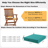 idee-home Outdoor Chair Cushions Set of 2, Outdoor Seat Cushions 19x19 Waterproof, Patio Chair Cushion Color Fastness with Ties Patio Furniture Garden Sofa Couch Pads idee-home