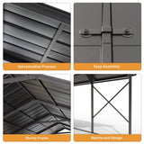 Gotland 12FT x 22FT Heavy Duty Metal Carport, Outdoor Garage Car Shelter with Reinforced Steel Frame, Galvanized Metal Roof, Weather-Resistant Canopy for Cars (Black) Gotland