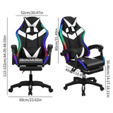 PERZOE Gaming Chair, Office Chair with Foot Rest, Pocket Spring Cushion, Bluetooth Speakers Ergonomic Chair Massage Chair Multiple RGB Led Light Gaming Chairs for Adults 350lbs White&Black PERZOE