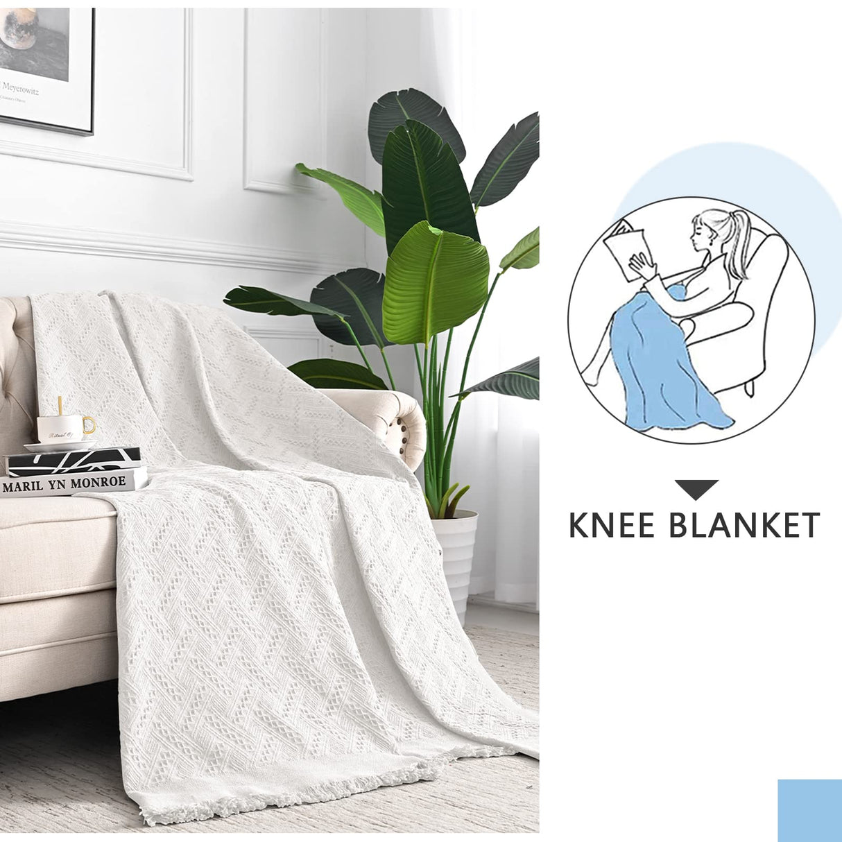 MEETSKY White Couch Cover Sofa Covers Slipcover for Loveseat Recliner Chair Futon, Washable Protector Thick Breathable Fabric, Living Room/Bedroom Decoration (71"x 91", Medium, White) MEETSKY