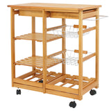 ZENY 4-Tier Stylish Wooden Kitchen Storage Cart with Drawers & Baskets ZENY