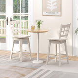 Giantex 24.5" Bar Stools Set of 4, Farmhouse Swivel Barstools with 6-Grid Hollow Back & Ergonomic Contoured Seat, Footrest, Wooden Counter Height Bar Stools for Kitchen Island, Bar, Cafe, White Giantex