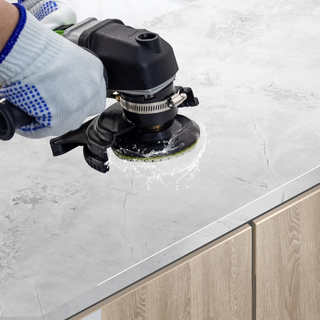 SDRTOP 800W Electric Wet Stone Polisher 4'' Variable Speed Grinder Buffing Machine, Countertop Concrete Polisher with 7PCS Diamond Polishing Pads for Granite, Tile, Cement Floor SDRTOP