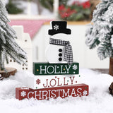 Christmas Decorations-4 PCS Wooden Block Sign-Classic Red White Green Christmas Ornaments for Home Shelf Mantel Fireplace Table Windowsill Decor Buttools