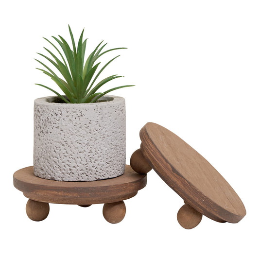 Defined Deco Mini Risers for Display-Wood Risers for Home Decor,Kitchen Decor- 2 Pack 4"Round Riser for Farmhouse Decor-Rustic Pedestal Display Stand,Plant Stands,Display Risers for Tiered Tray Decor