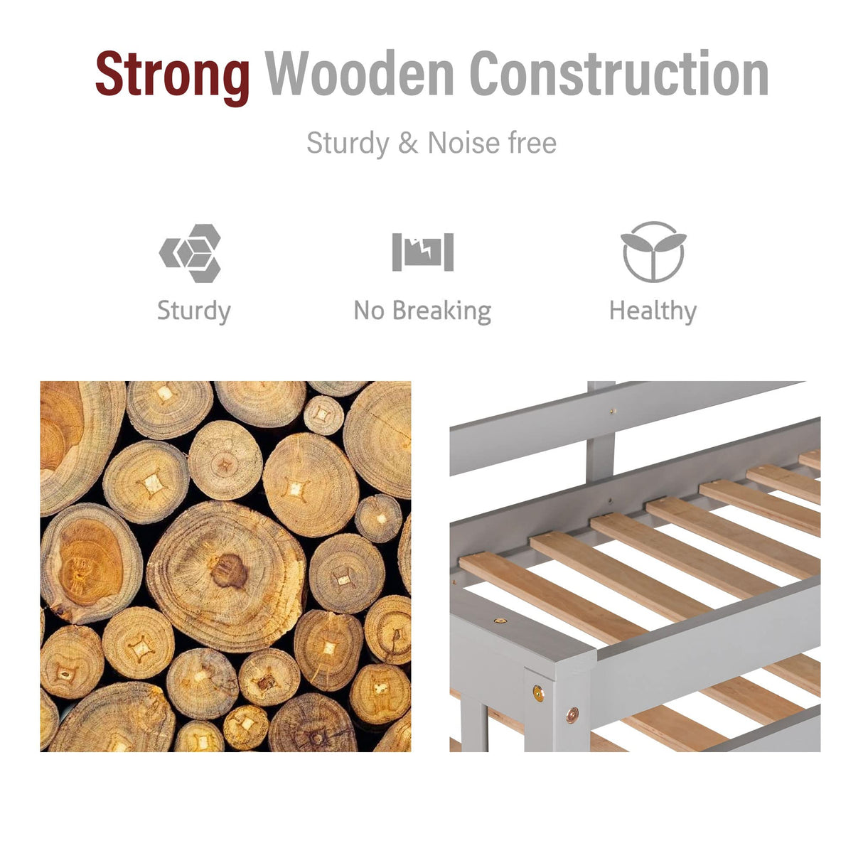 Merax Wood Loft Bed with Desk : Full Size Loft Bed with 4-Storage Shelves and Under Bed Desk Solid Wood Bed, Grey Merax