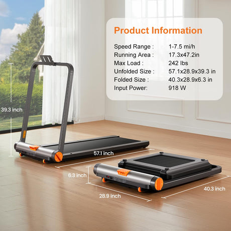 WALKINGPAD MC11 Folding Treadmill 2 in 1 Walking Pad Under Desk Foldable Walking and Running Treadmills for Office and Home No Installation Required 1-7.5mph WALKINGPAD
