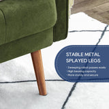 Vonanda Velvet Sofa Couch, Mid Century Modern Craftsmanship 73 inch 3-Seater Sofa with Comfy Tufted Back Cushions and 2 Bolster Pillows for Compact Living Room, Elegant Mustard Green Vonanda