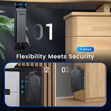 Gun Safe, Biometric Pistol Safe Fingerprint Quick Access Drop Down Single Mount Gun Safe with Keypad Lock and Key Lock, for Nightstand Wall Mount Bedside Desk Vehicle Bed ADIMO