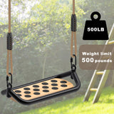 Dolibest Wooden Swing Seat, Outdoor Tree Swings for Adults and Kids, Comfortable and Non-Slip Swing Seat, Heavy Duty Steel Tubing Structure with Adjustable Rope, 58-80 inch, 500 LB Capacity Dolibest