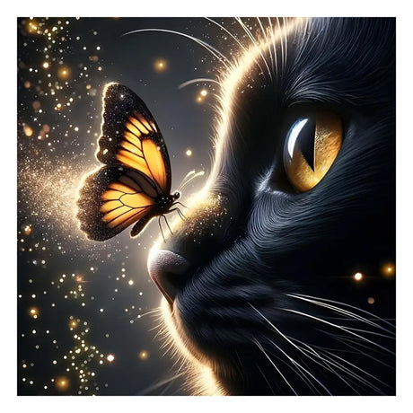 SJUTOUCI Cat Butterfly Diamond Painting Kits for Adults, Diamond Art Kits for Beginners, DIY 5D Full Drill Gem Craft Art for Home Decoration Gift 12x12 inch, Animals SJUTOUCI