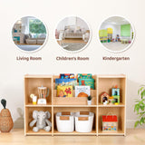 OOOK Montessori Bookshelf and Toy Storage Organizer, 2-Tier Horizontal Bookshelf, 5-Compartment Toy Storage Cabinet with Book Rack, Ideal Choice for Kids Classroom Organizer, Playroom and Daycare OOOK