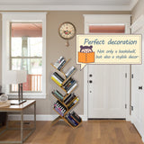 Bamboo Tree Bookshelf, 8-Tier Wood Bookcase, Free Standing Book Organizer Shelves, Books/Albums/Files Holder Display Storage Rack Space Saver for Living Room Bedroom-Log 55x23x5inch HM&DX