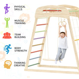 HSSZXFR Indoor Playground for Kids 3-8 Years Old, Jungle Gym Toddler Playset Wooden, Toddler Indoor Play Kids Climbing Gym with Swing, Rope Wall Climber, Pull Tab HSSZXFR