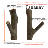 Tsnamay 8Pcs Real Wood Tree Branch Wall Hook, Farmhouse Rustic Decorative Wooden with Bark Trunk Thickness 2cm-3cm with Screw Tsnamay